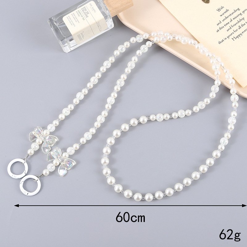 New Baroque Pearl Mobile Phone Lanyard Back Crossbody Chain Pendant Accessories Luggage Chain Pendant Anti-lost Rope