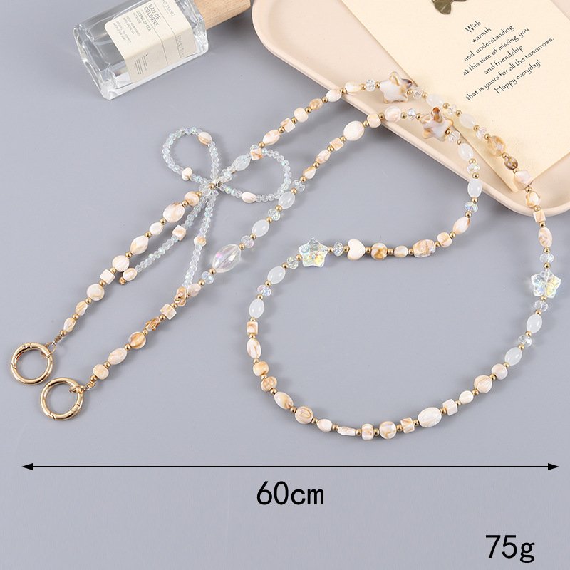 New Baroque Pearl Mobile Phone Lanyard Back Crossbody Chain Pendant Accessories Luggage Chain Pendant Anti-lost Rope