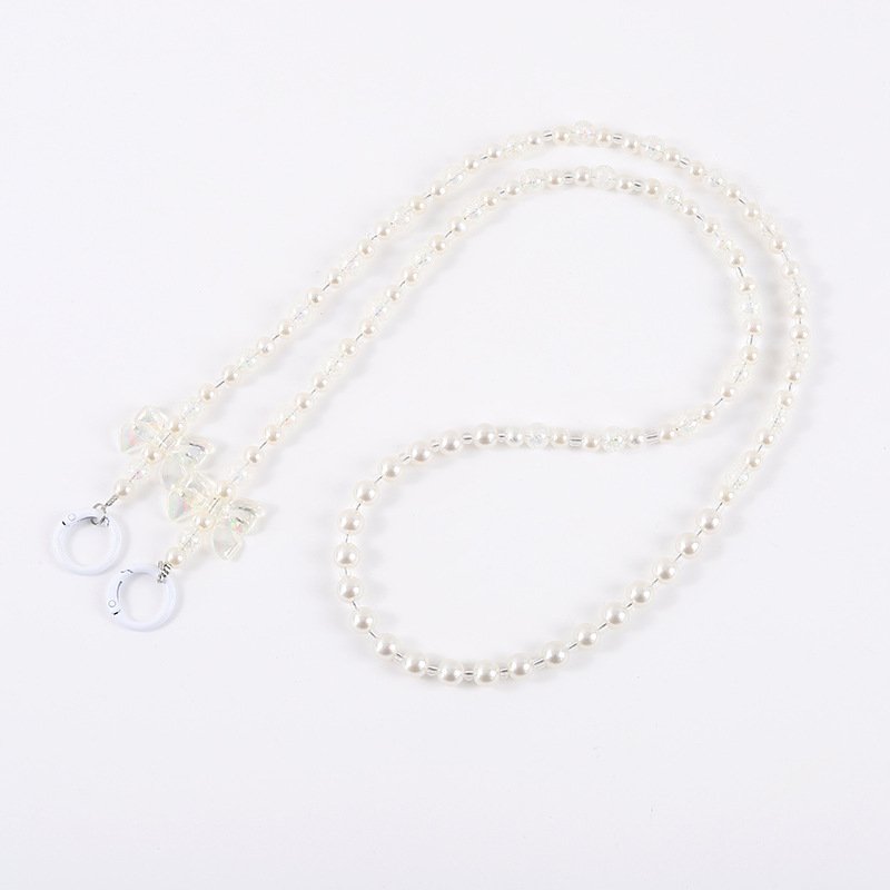 New Baroque Pearl Mobile Phone Lanyard Back Crossbody Chain Pendant Accessories Luggage Chain Pendant Anti-lost Rope