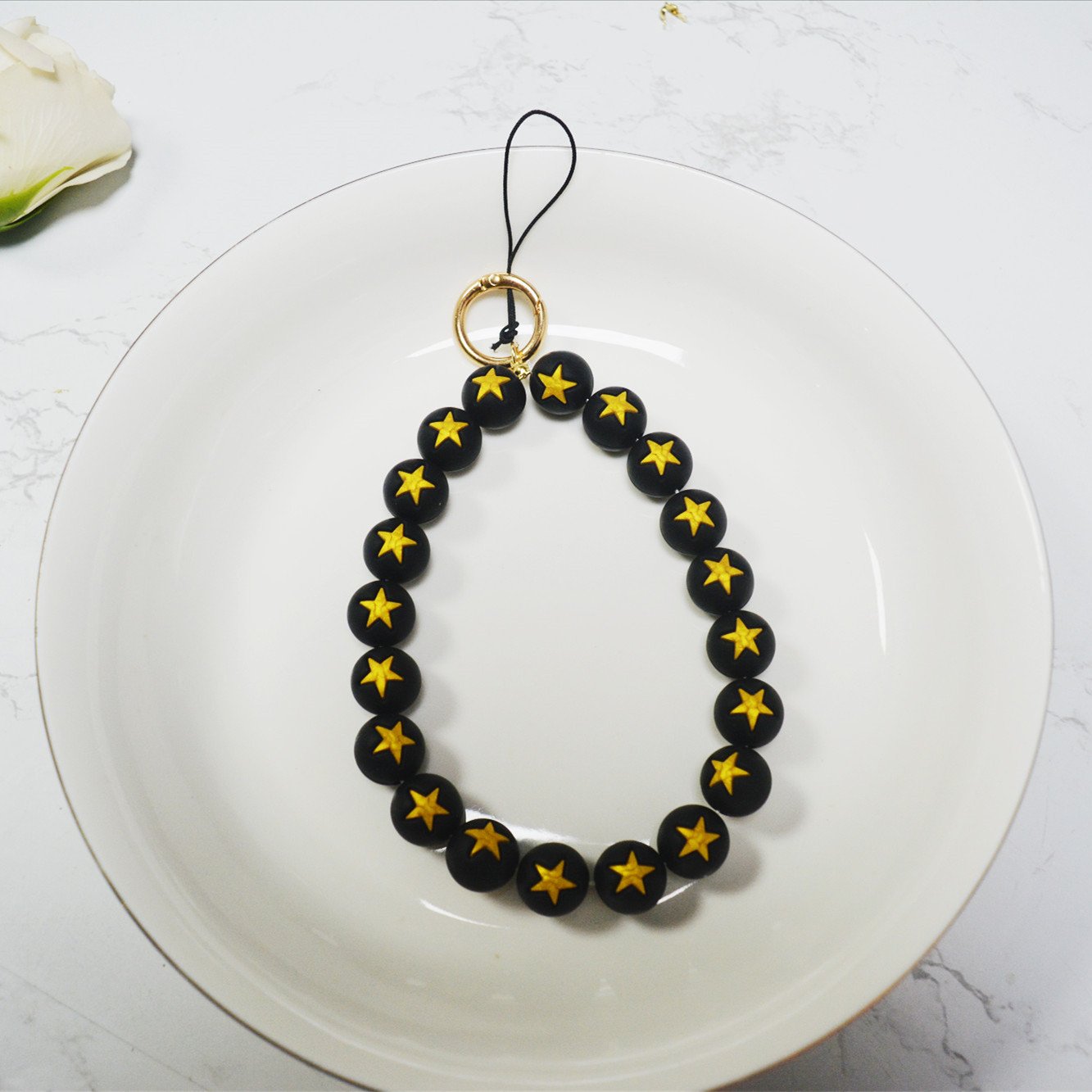 New High Quality Silicone Beads Wristlet phone chain Women and men Personalized Elastic Anti-lost Key Ring Bracelet