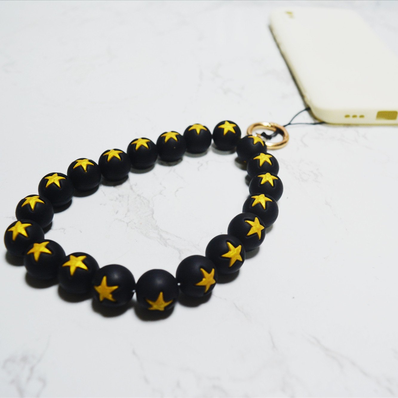 New High Quality Silicone Beads Wristlet phone chain Women and men Personalized Elastic Anti-lost Key Ring Bracelet