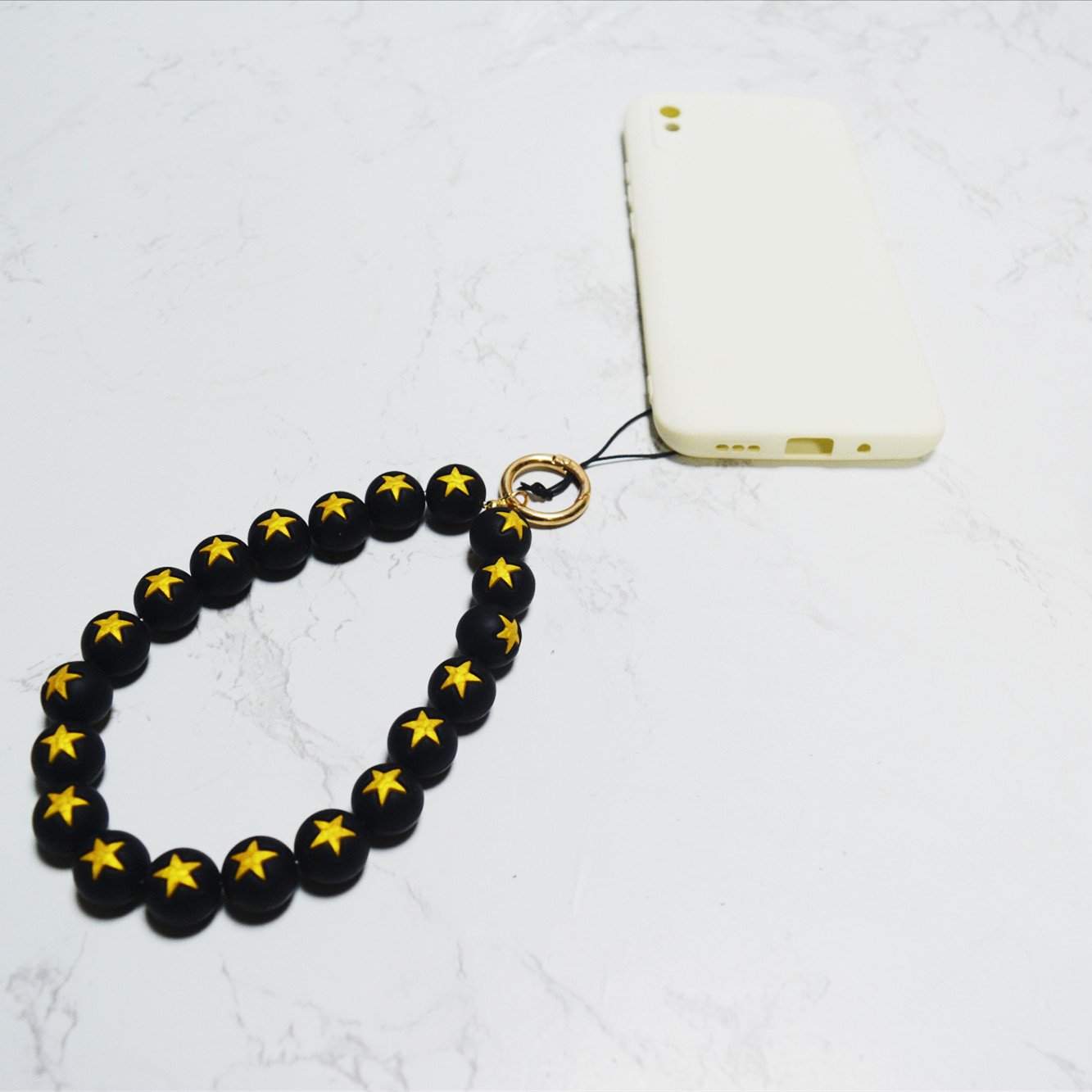 New High Quality Silicone Beads Wristlet phone chain Women and men Personalized Elastic Anti-lost Key Ring Bracelet