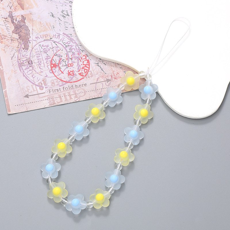 Bead Mobile Phone Strap Lanyard Accessory Charm Fashionable Crystal with Flower Phone Case Chain Plastic Opp Bag 1 Pc/poly Bag