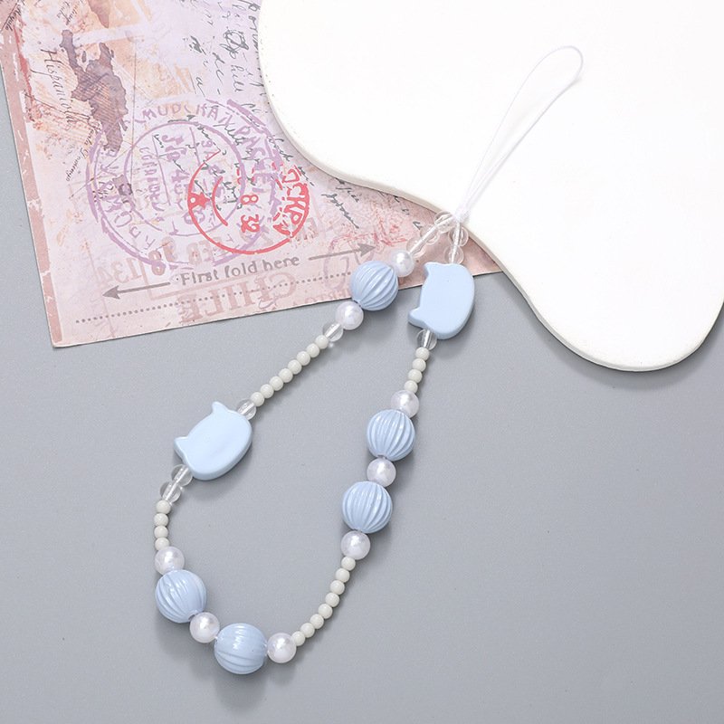 Bead Mobile Phone Strap Lanyard Accessory Charm Fashionable Crystal with Flower Phone Case Chain Plastic Opp Bag 1 Pc/poly Bag
