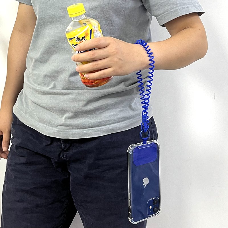 Anti Theft Cell Phone Chip Key Chain with Spring Coil Anti-Lost Spring Rope Mobile Phone Strap with Metal Clip and Connect Patch
