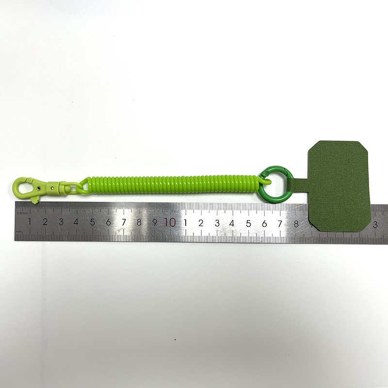 Anti Theft Cell Phone Chip Key Chain with Spring Coil Anti-Lost Spring Rope Mobile Phone Strap with Metal Clip and Connect Patch