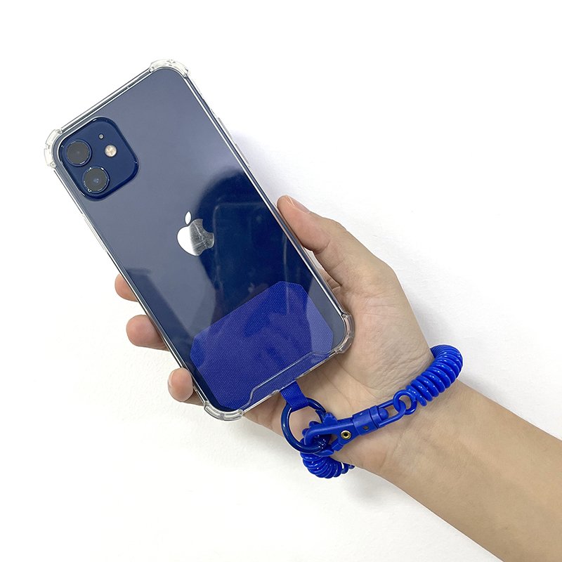 Anti Theft Cell Phone Chip Key Chain with Spring Coil Anti-Lost Spring Rope Mobile Phone Strap with Metal Clip and Connect Patch