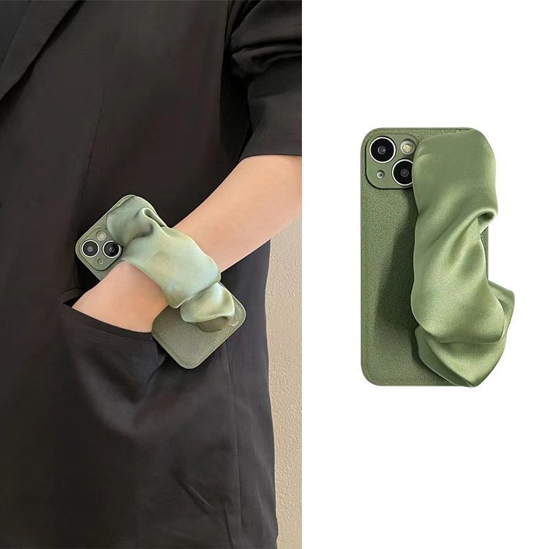 Yapears PC Phone Case With Silk Scarf Wrist Strap For Iphone 14 15 Pro Max Phone Wristband Case Shell With Crossbody Rope