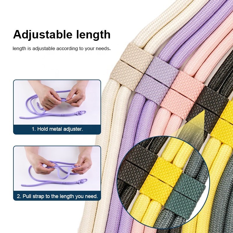 Universal Phone Lanyard Adjustable Nylon Neck Strap With Phone Patch All Smartphones And Dacron Rope With Metal