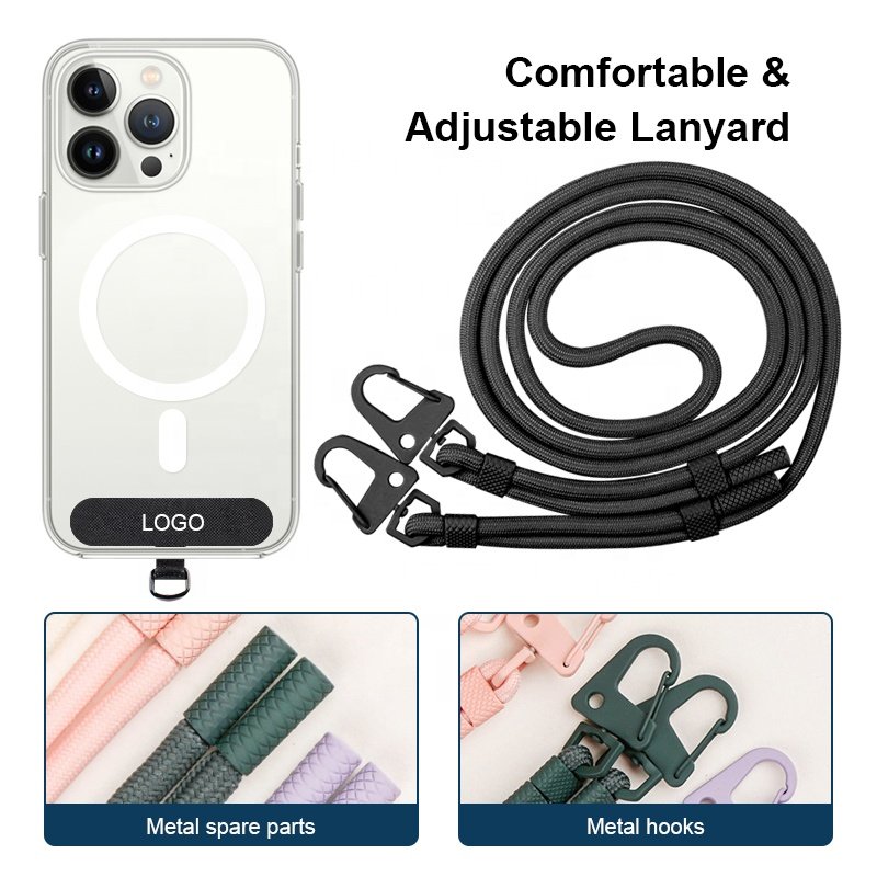 Universal Phone Lanyard Adjustable Nylon Neck Strap With Phone Patch All Smartphones And Dacron Rope With Metal