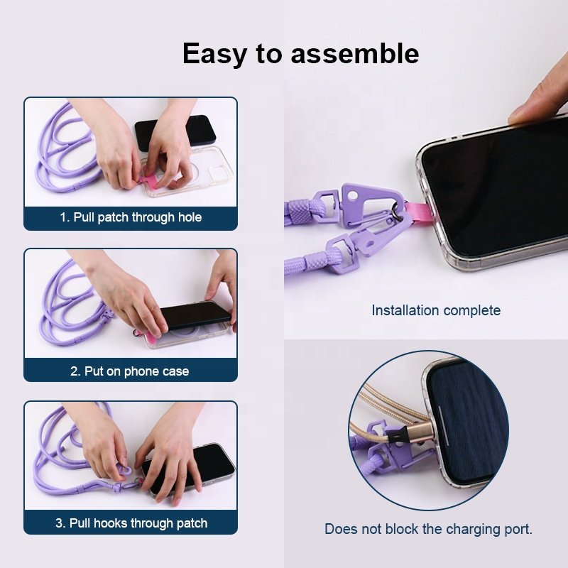 Universal Phone Lanyard Adjustable Nylon Neck Strap With Phone Patch All Smartphones And Dacron Rope With Metal