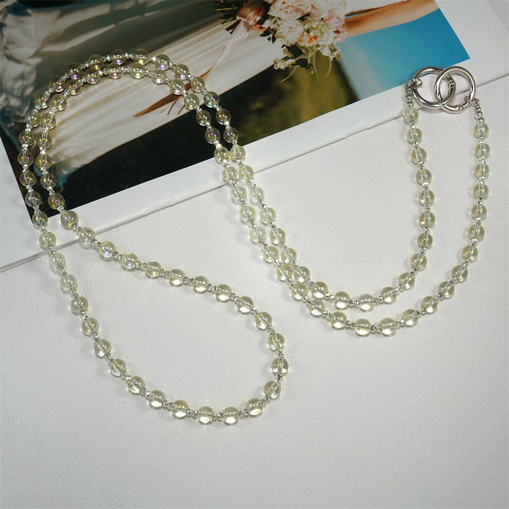 Luxury Phone Shoulder Strap Long Necklace Chain Crystal Beaded Phone Straps for Samsung S24 S23 Ultra Anti-Lost Mobile Accessory