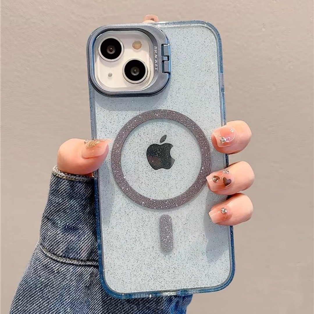 2024 Magnetic 15 ProMax lens holder Cover 11 Anti Drop 15 Sparkling pink transparent 14 For Iphone 16 ProMax Mobile Phone Case