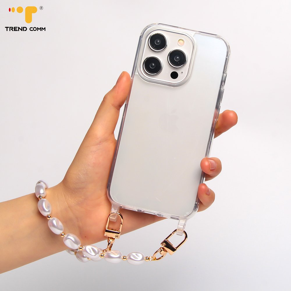 Customized Irregular White Pearl Beaded Body Chain Bracelet Cell Phone Strap for Mobile Phone