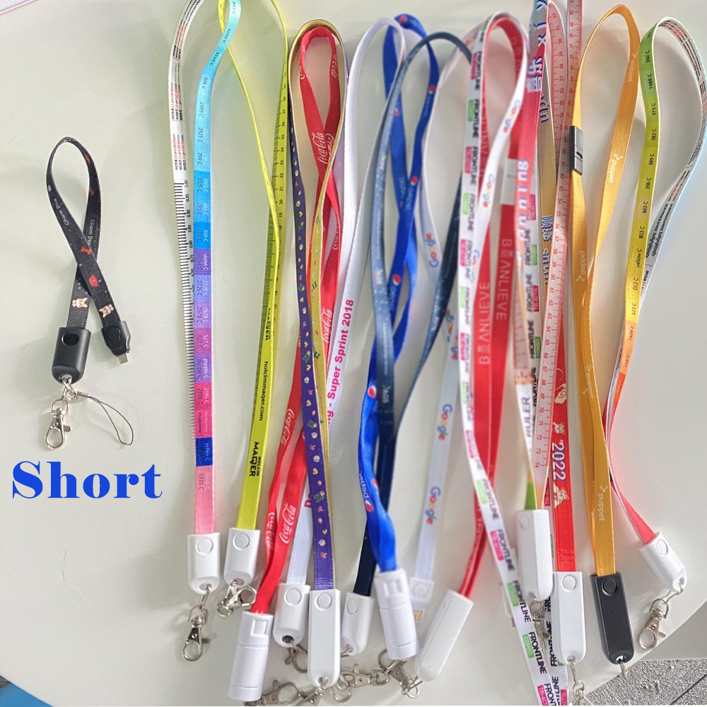Business Gift Type C Mirco USB Data Fast Charging Cable Lanyard Custom Logo Neck Strap Cable Lanyard Charging Cable