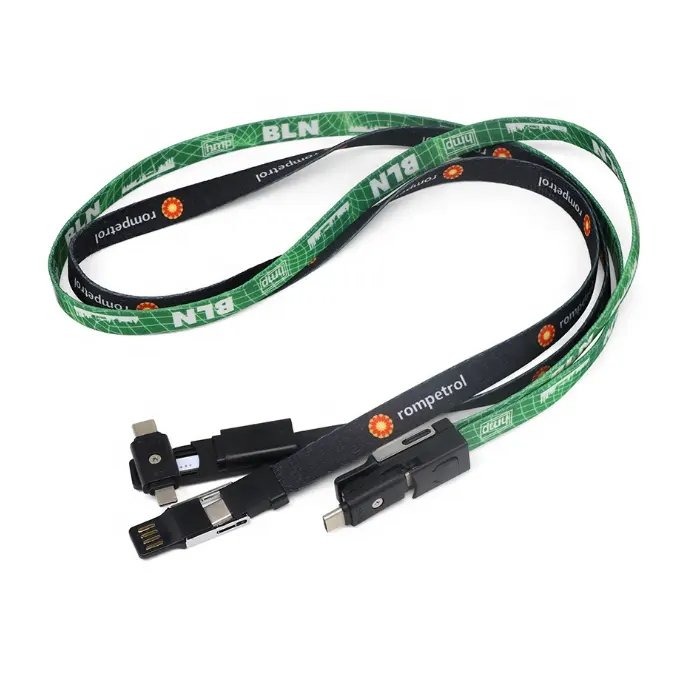 Business Gift Type C Mirco USB Data Fast Charging Cable Lanyard Custom Logo Neck Strap Cable Lanyard Charging Cable