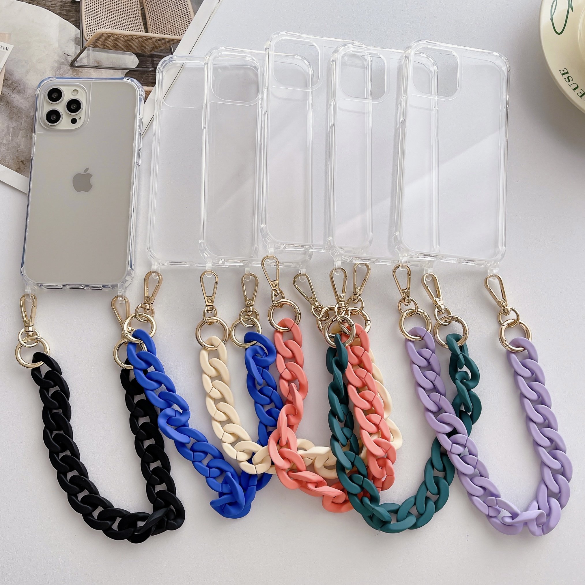 Fashionable Colorful Acrylic chian For Cell Phone Strap 120cm Long Crossbody Custom Detachable Lanyard For iPhone 16 15 Pro Max