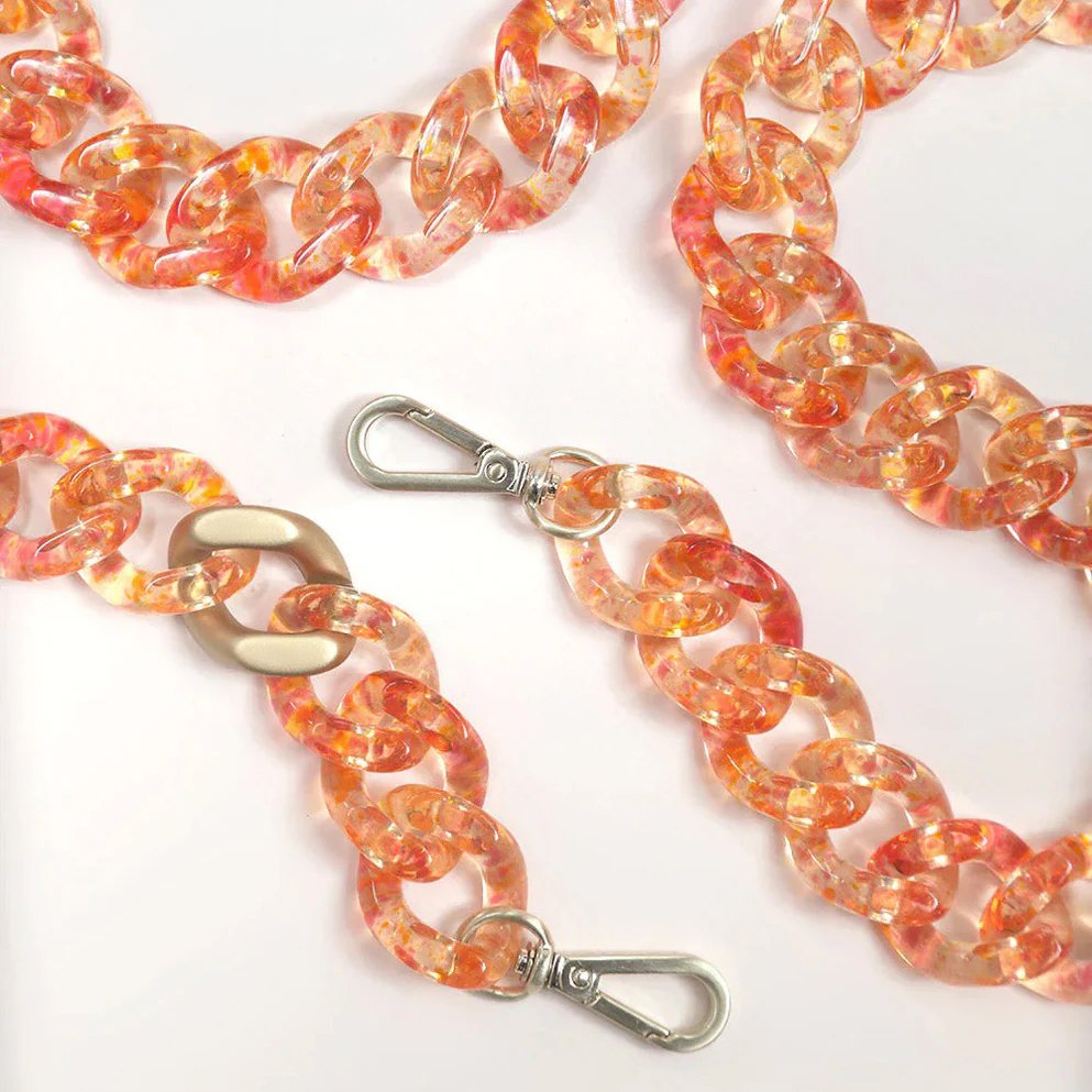 Extra long multifunctional acrylic chain - mixed color thick film hand-worn buckle mobile phone chain with multiple choices