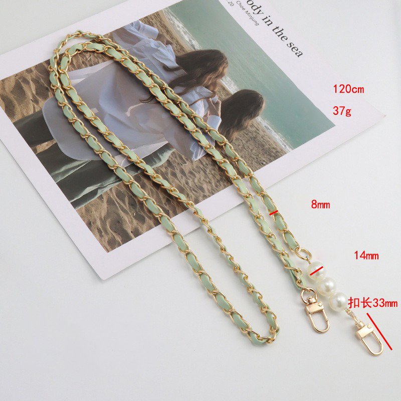 New Pearls Gold Braided Leather Phone Crossbody Necklace 120cm Lobster Clasp Long Chain Pearl Mobile Phone Shoulder Strap Chain