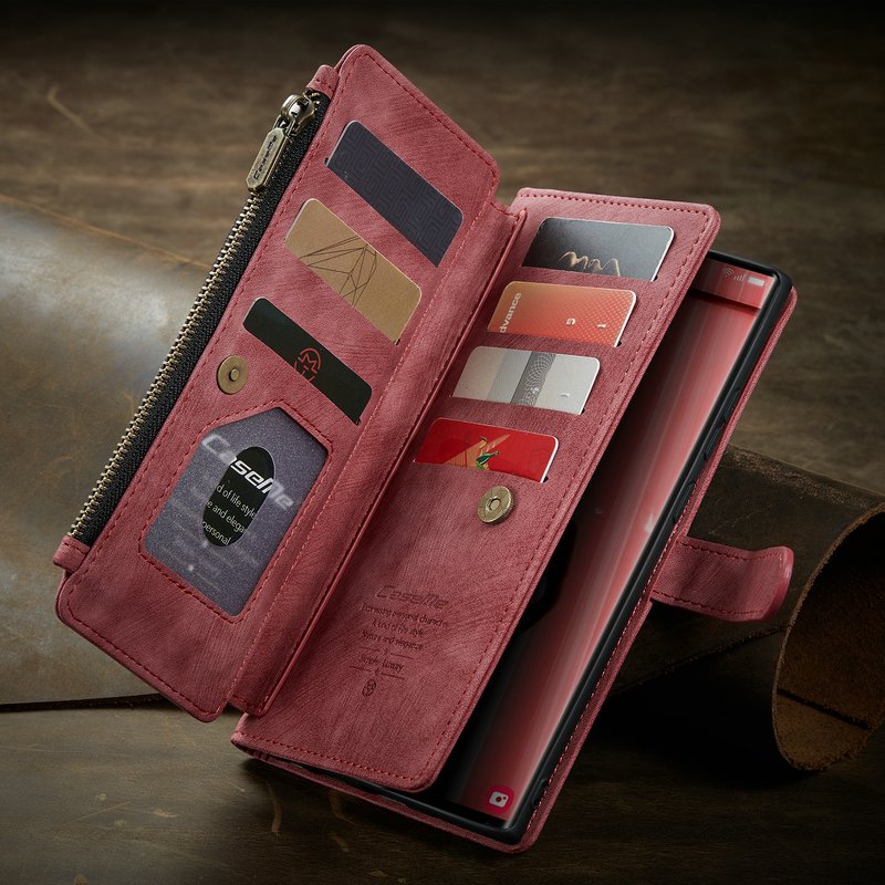 For iphone 16 15 14 13 12 11 Pro XS Max Leather Flip Phone Case For Samsung S24 Ultra A52 A25 Zipper Credit Card Wallet Cover