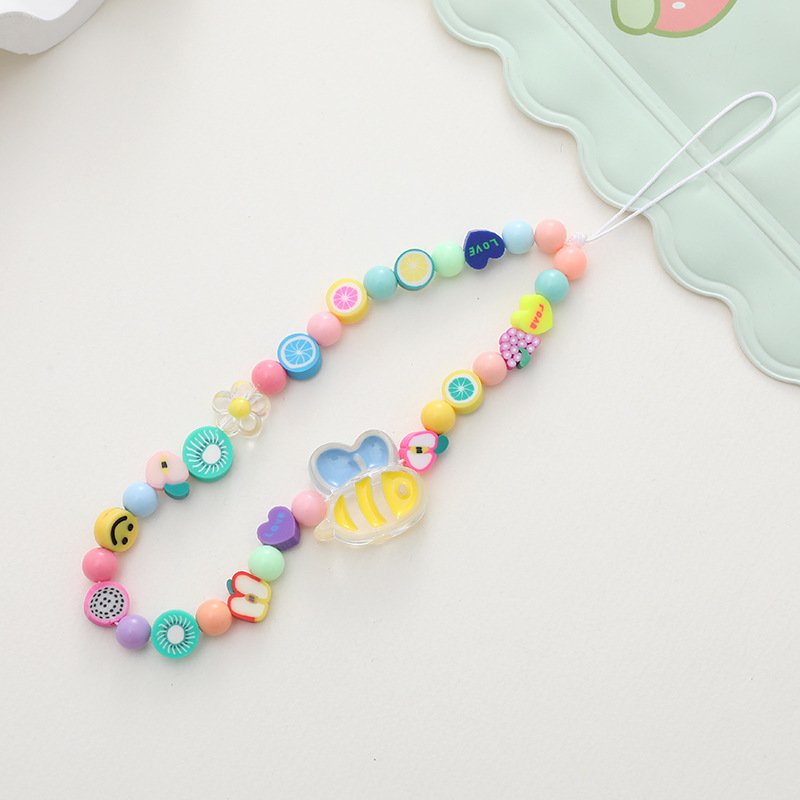 Customized Smile Bear Flower Heart Letters Lanyard Cord String Strap Universal Mobile Charm Hook Cell Phone Charms Beads Chains