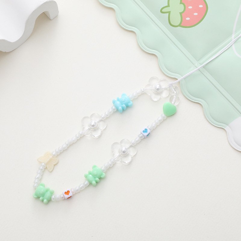Customized Smile Bear Flower Heart Letters Lanyard Cord String Strap Universal Mobile Charm Hook Cell Phone Charms Beads Chains