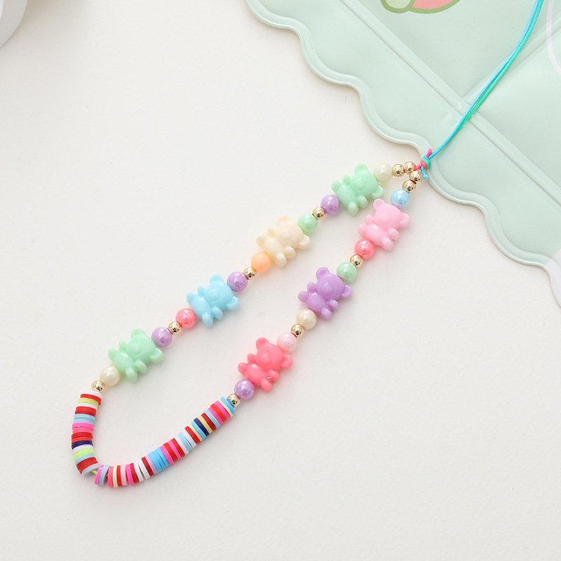 Customized Smile Bear Flower Heart Letters Lanyard Cord String Strap Universal Mobile Charm Hook Cell Phone Charms Beads Chains