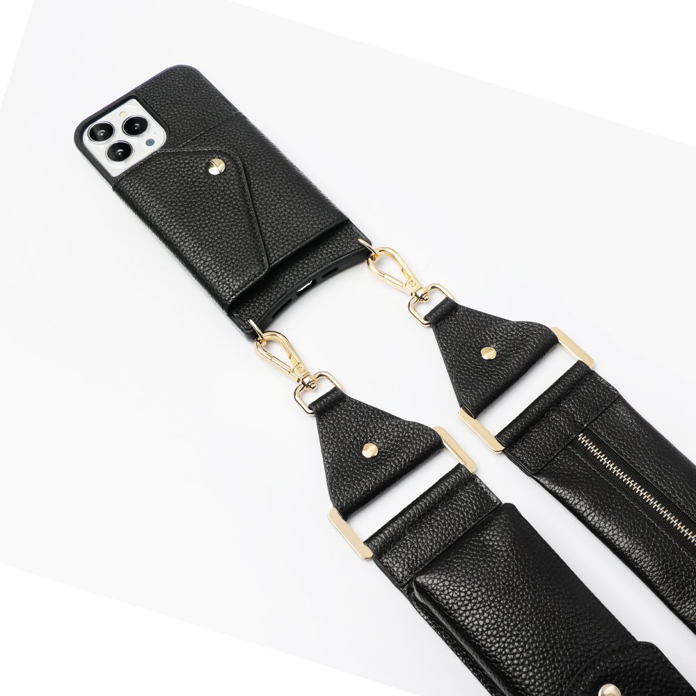 Multifunctional crossbody leather phone case with strap crossbody wallet phone case for iphone 15 16 pro max