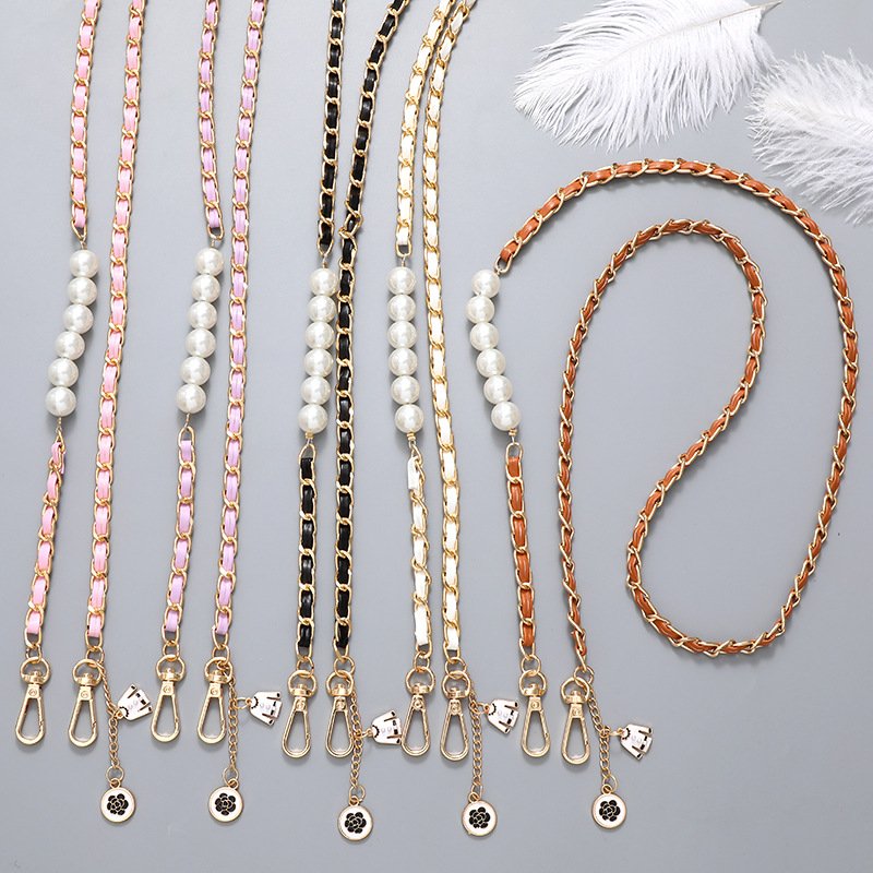 REWIN 2024 Luxury Elegant Pendant Metal Leather Crossbody Chain Universal Mobile Phone Hanging Shoulder Strap