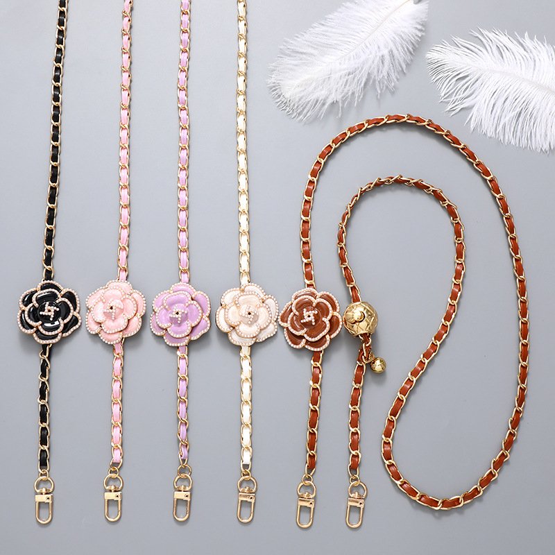 REWIN 2024 Luxury Elegant Pendant Metal Leather Crossbody Chain Universal Mobile Phone Hanging Shoulder Strap