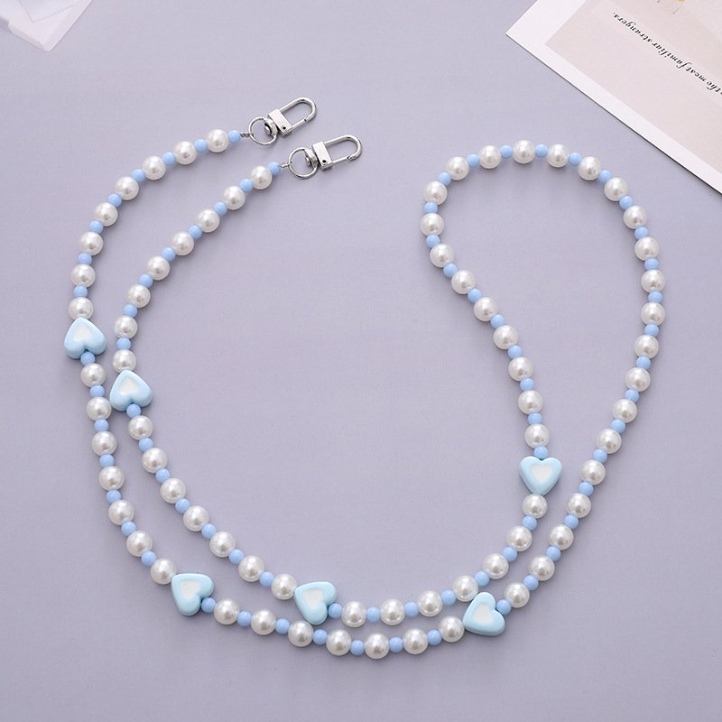 New Pearl Cross Body Chain Phone Case Hanging Cord Accessories Steel Wire Durable Acrylic Beaded Cell Phone Strap Lanyard Holder