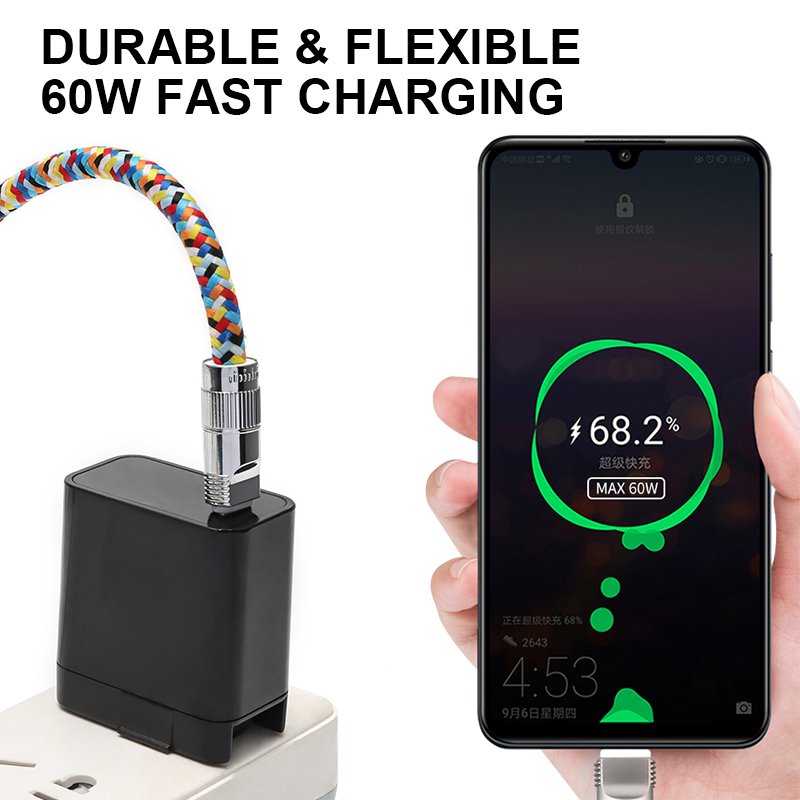 2 in 1 USB charging cable neck strap crossbody thick rope universal mobile phone lanyard with logo custom