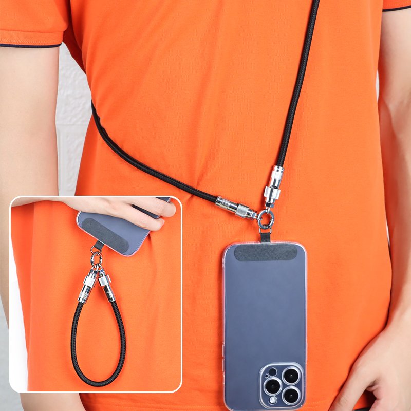 2 in 1 USB charging cable neck strap crossbody thick rope universal mobile phone lanyard with logo custom