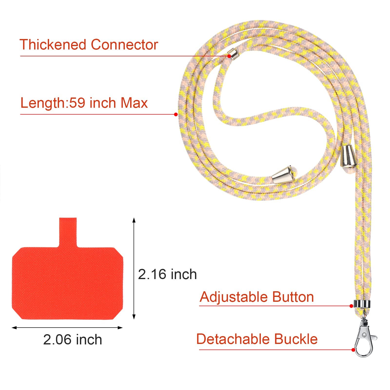 HOCAYU Adjustable Universal Crossbody Neck Phone Strap Chain Lanyard with Safety Tether Tab Patches