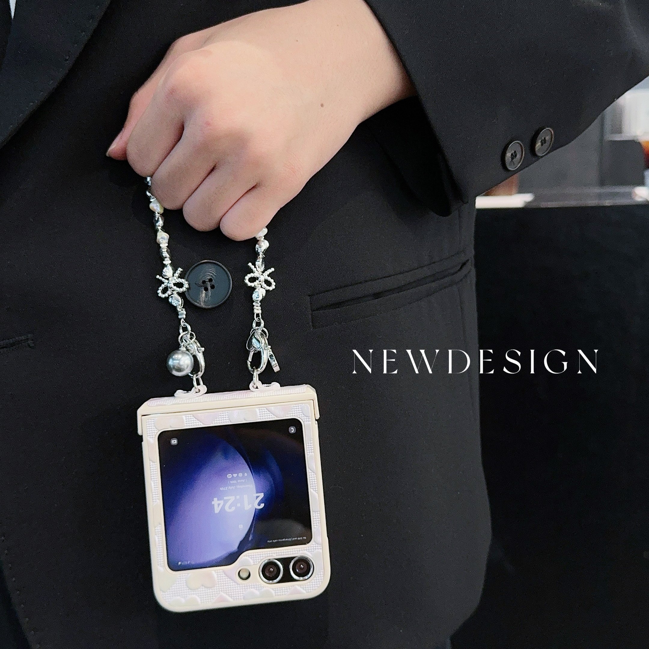 Shining Heart Mobile Phone Cases With Phone Strap for Samsung Galaxy ZFLIP 6 5 4 3 Vivo XFLIP