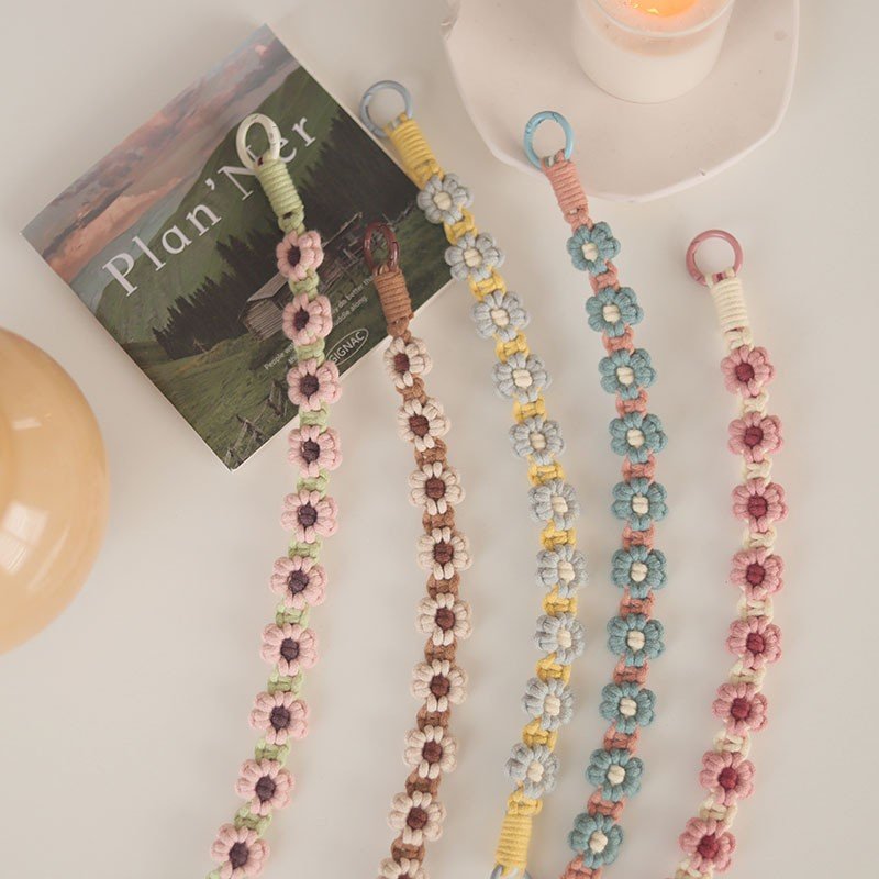 Accessories Charm Chain Strap for Mobile Phone Woven Cotton Lanyard Phone Strap Braided Cotton Rope Shoulder Strap key Necklace