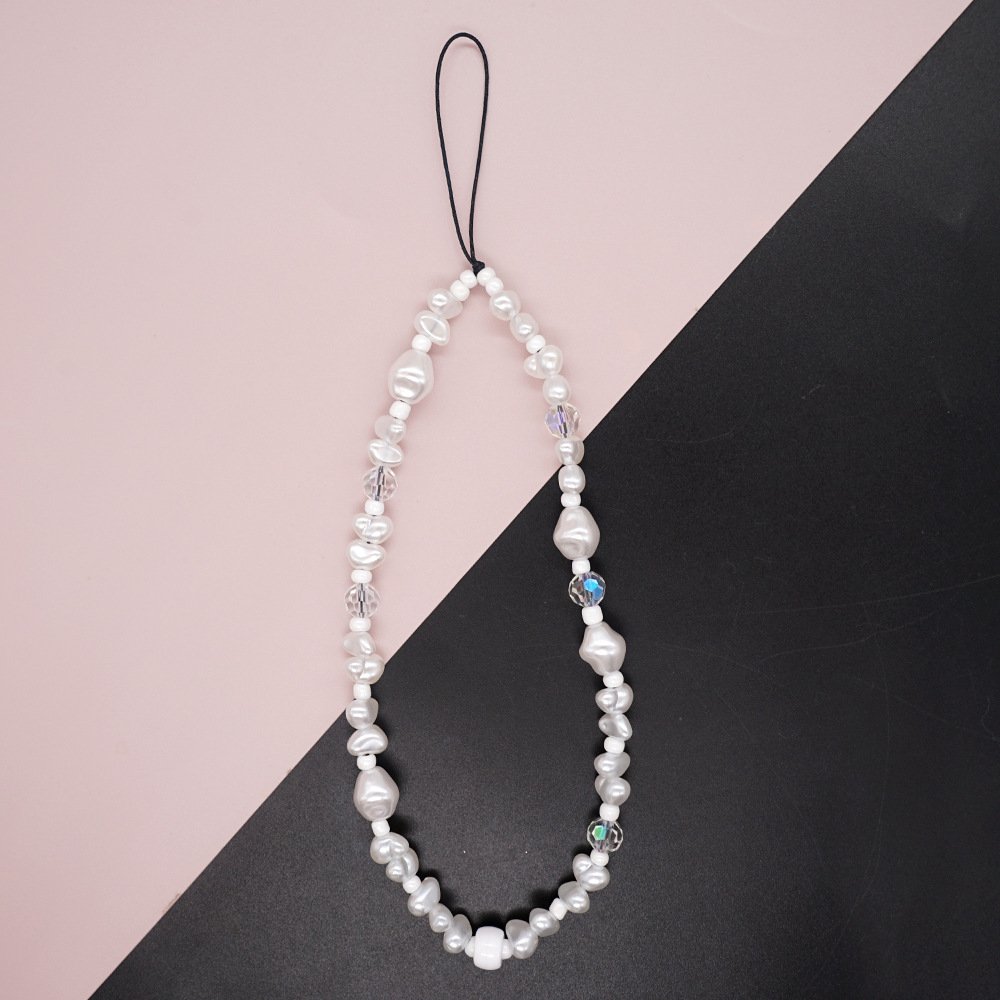 Luxury Pearl Love Heart Short Hand Wrist Lanyard Simplicity Short Phone Strap For Cell Phone Earphones Backpack Camera Chain