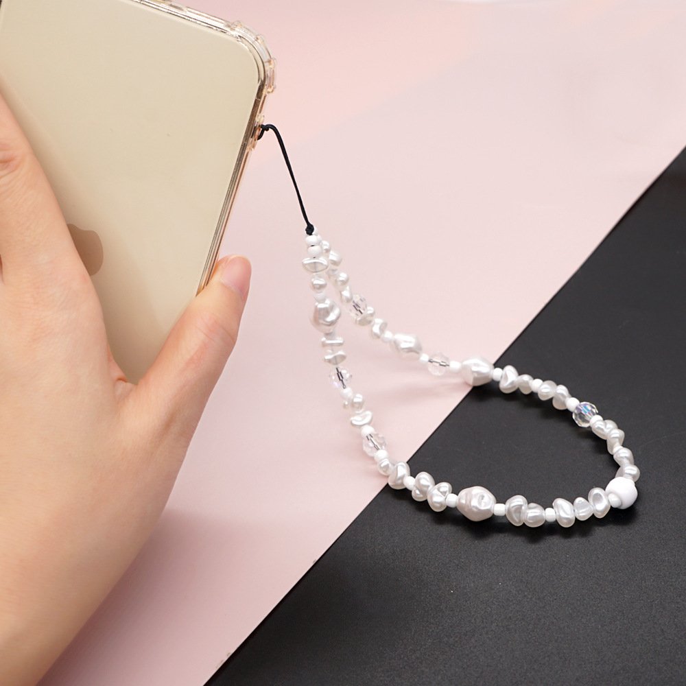 Luxury Pearl Love Heart Short Hand Wrist Lanyard Simplicity Short Phone Strap For Cell Phone Earphones Backpack Camera Chain