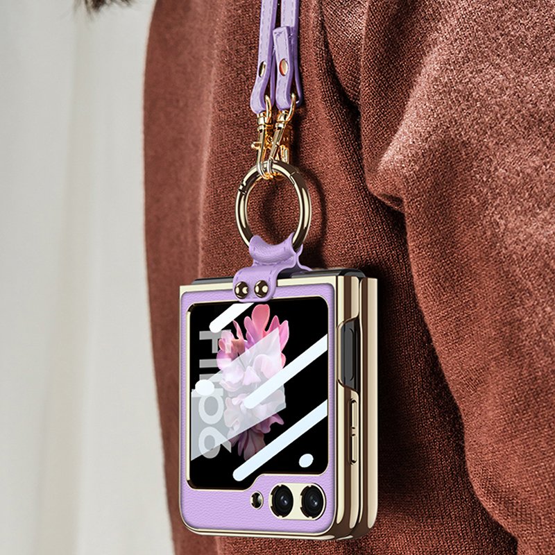 Hinge Strap Stand Shockproof Cover Plastic Ring Holder Phone Case For Samsung Galaxy Z Flip 6