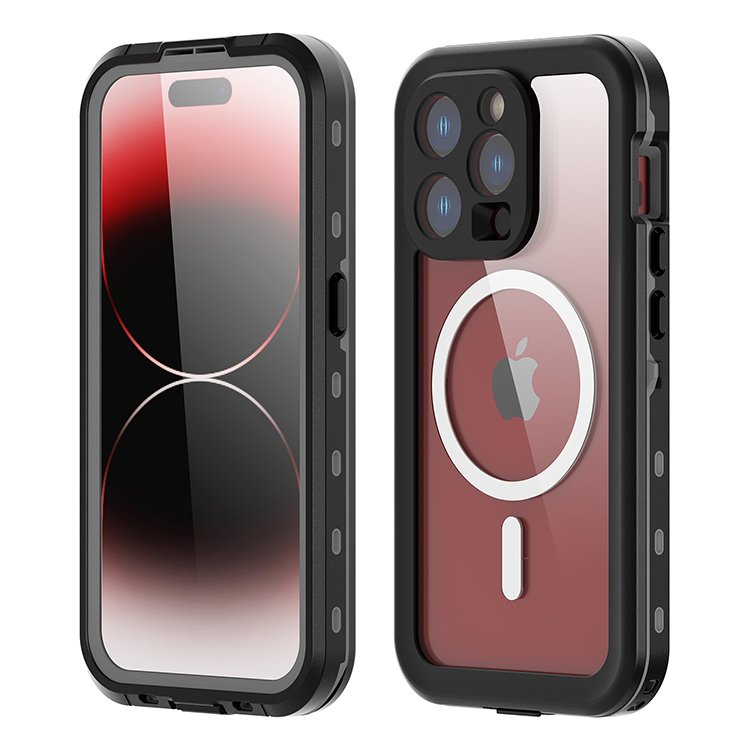 2023 Shellbox upgraded 6H built-in screen protector earphone hole added DOT IP68 underwater phone case diving for iPhone 15 pro