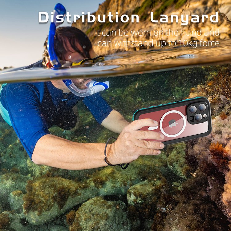 2023 Shellbox upgraded 6H built-in screen protector earphone hole added DOT IP68 underwater phone case diving for iPhone 15 pro