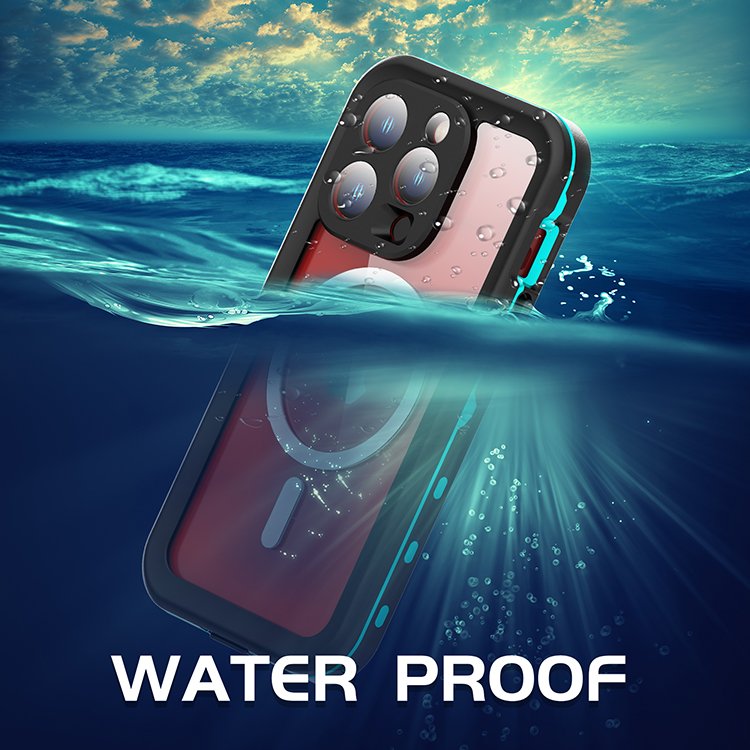 2023 Shellbox upgraded 6H built-in screen protector earphone hole added DOT IP68 underwater phone case diving for iPhone 15 pro