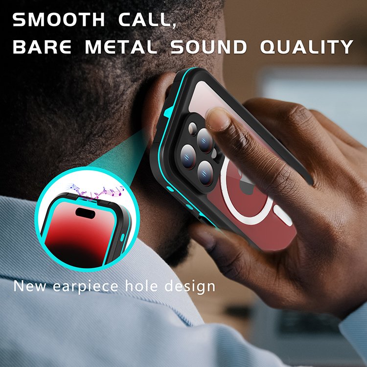 2023 Shellbox upgraded 6H built-in screen protector earphone hole added DOT IP68 underwater phone case diving for iPhone 15 pro