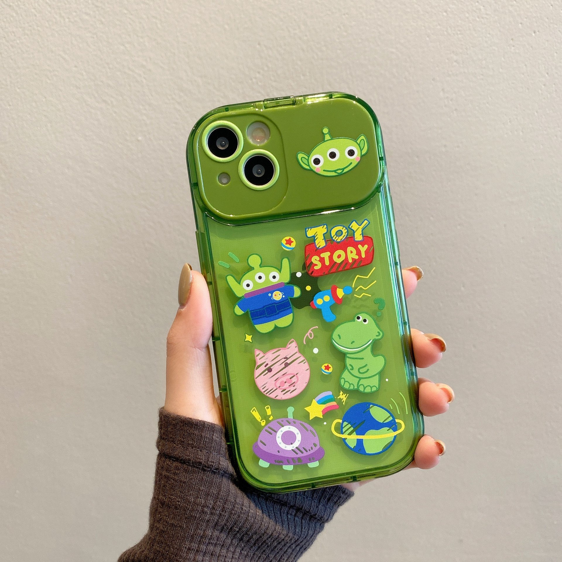 Cartoon Toy Mirror holder Silicone Mobile Phone Case For iPhone 15 14 13 12 11 Pro max Stand Cute chain Shockproof Back Cover