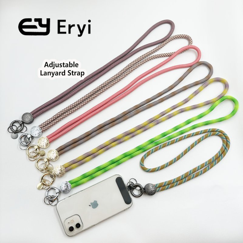 Nylon Cell Phone Lanyard Adjustable Terylene Neck Strap Charm Chain Crossbody Woven Keychain Compatible With Full Smartphones