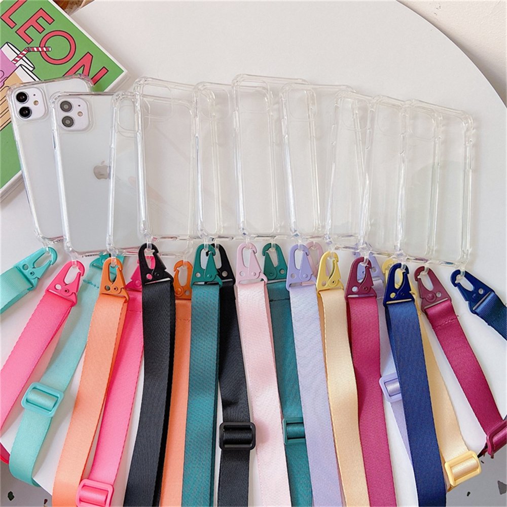 Crossbody Necklace Strap Cord Transparent Lanyard Phone Case For Samsung S22 Plus S21 Ultra S20 Note21 Clear Acrylic Case Cover