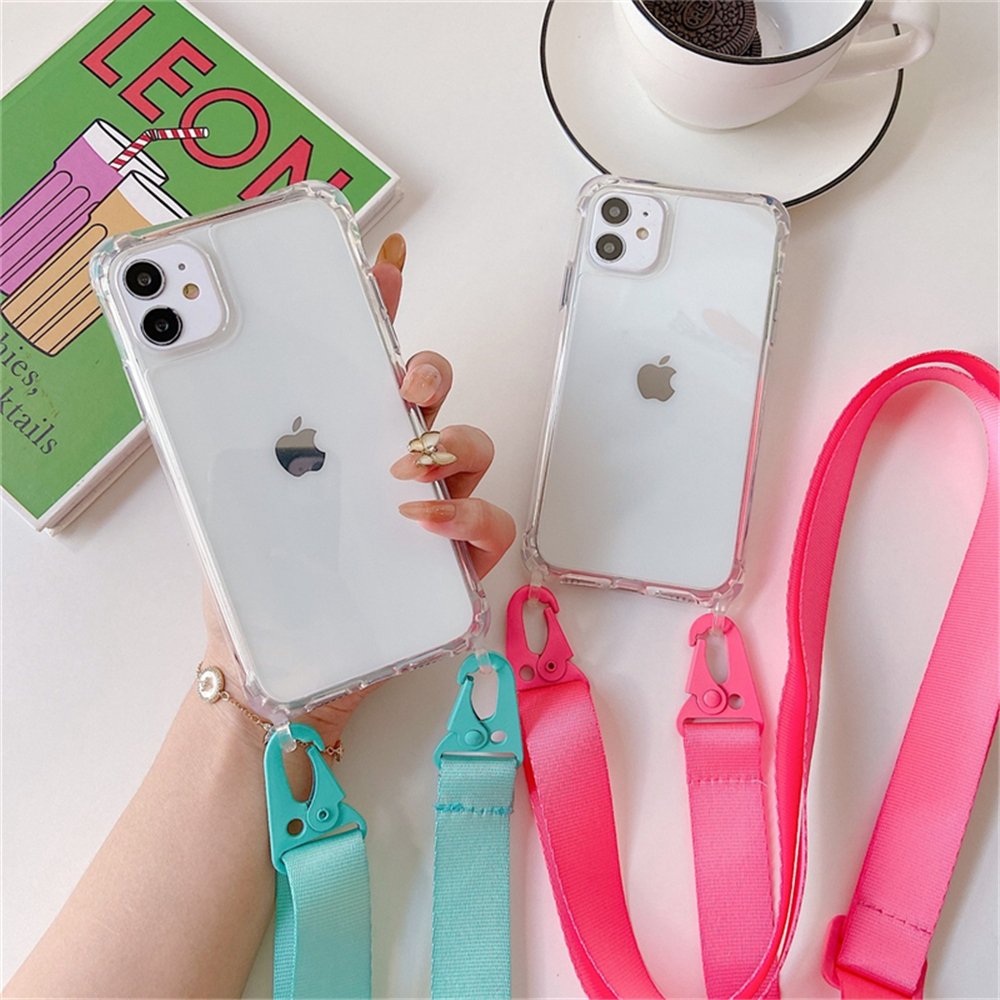 Crossbody Necklace Strap Cord Transparent Lanyard Phone Case For Samsung S22 Plus S21 Ultra S20 Note21 Clear Acrylic Case Cover
