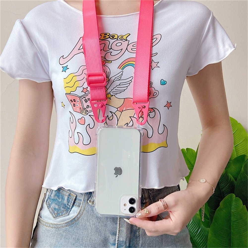 Crossbody Necklace Strap Cord Transparent Lanyard Phone Case For Samsung S22 Plus S21 Ultra S20 Note21 Clear Acrylic Case Cover