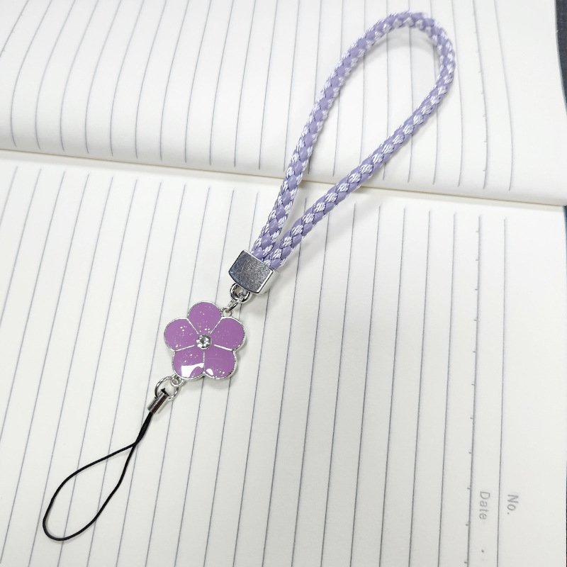 Wholesale Wrist Anti-Lost Hanging Cord PU Leather Rope Flower Mobile Phone Strap Phone Lanyard Mobile Phone Lanyard Keychain