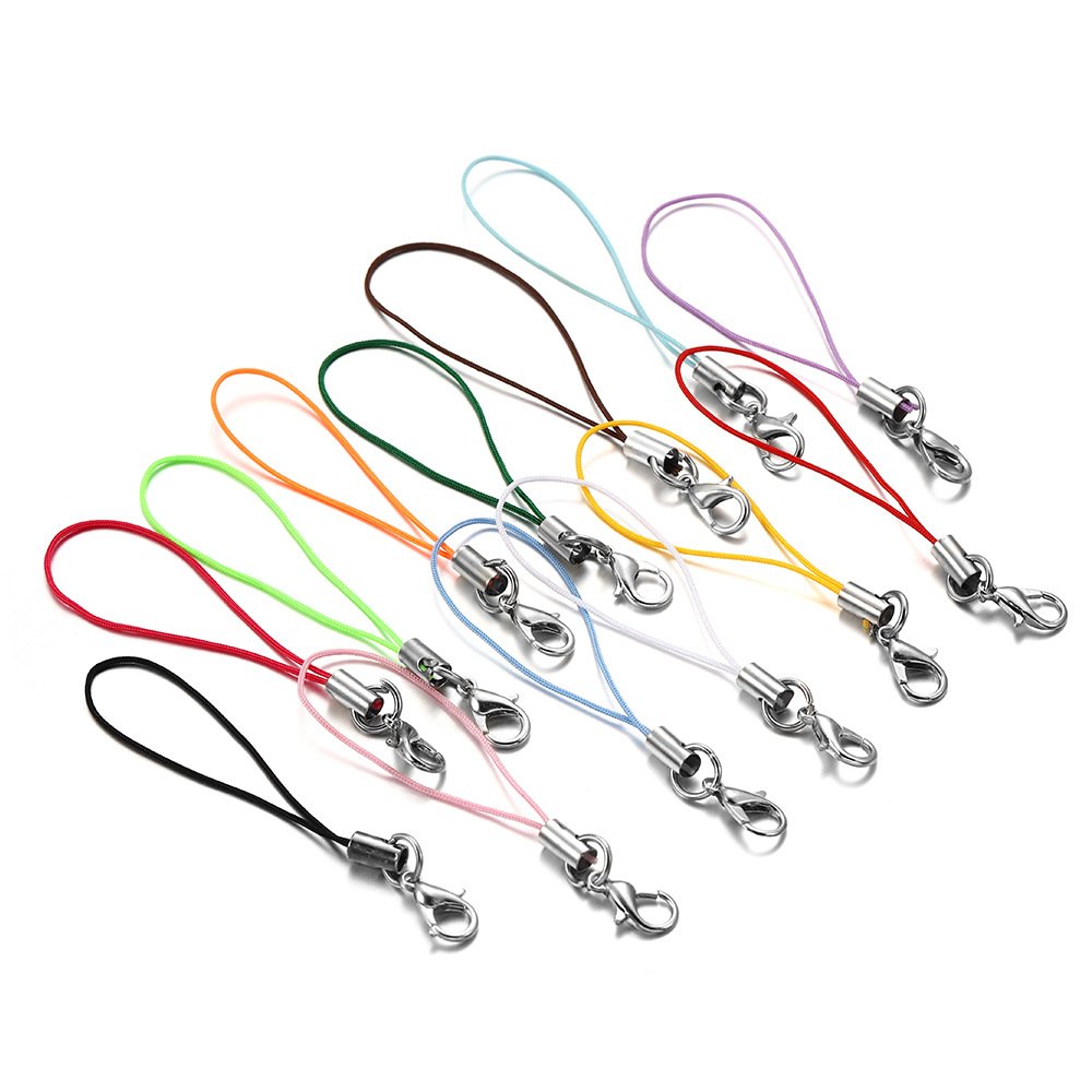 10 PCS/Bag Nylon Strap Rope with Lobster Clasp DIY Cell Phone Charm Mini Lariat Multicolor Short Hanging Rope Anti-lost Pendant